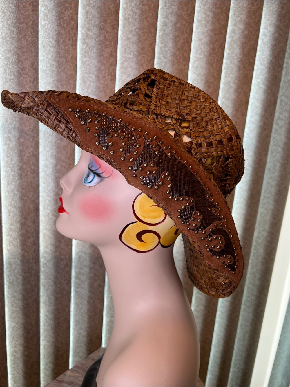 Shyanne Brown Woven Straw Cowboy Hat with Studded Trim